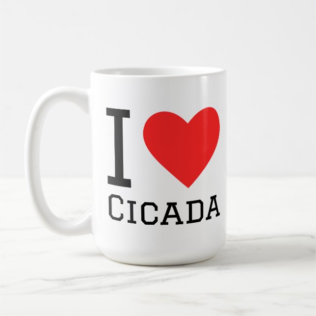 Ich liebe Zikade Kaffeetasse (Links)