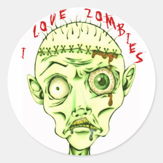 Ich Liebe Zombies Runder Aufkleber
