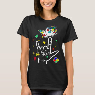 Ich LiebeDich ILYHand Gebärdensprache Schmetterlin T-Shirt