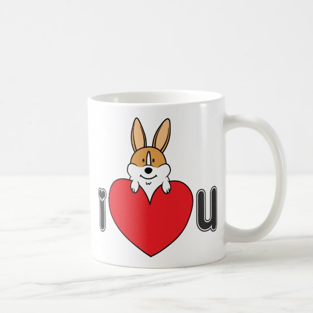 "Ich Liebeu" Corgi-Kaffee-Tasse Kaffeetasse (Rechts)