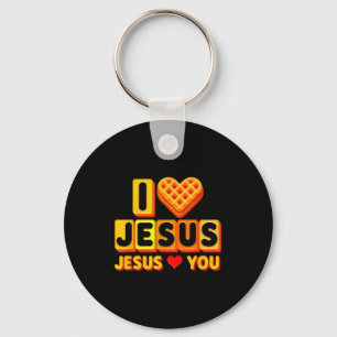 Ich liebt Jesus Waffel Herz Lustig Christliches Fr Schlüsselanhänger