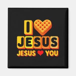 Ich liebt Jesus Waffel Herz Lustiger Christlicher Magnet