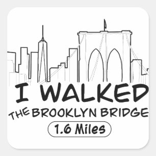 Ich lief die Brooklyn-Brücke, 2,6 km Quadratischer Aufkleber