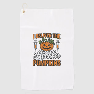 Ich liefere die kleinen Kürbisse Halloween Kranken Golfhandtuch