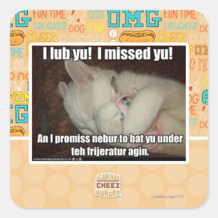 Ich lub dich ein! Ich habe dich vermisst! Quadratischer Aufkleber