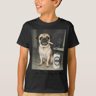 Ich lustig bekam Hund Pug raucht Bier T-Shirt