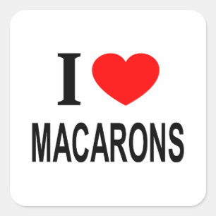 ICH ❤️ MACARONS I LIEBE MACARONS I HERZMAKARONS QUADRATISCHER AUFKLEBER