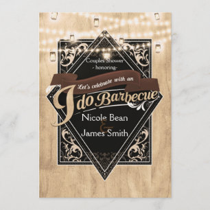 ICH MACH BARBECUE BBQ Western Holz & Lichter Engag Einladung