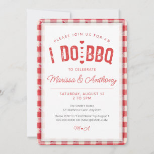 ICH MACH BBQ lässig vintage Gingham Proben Barbecu Einladung