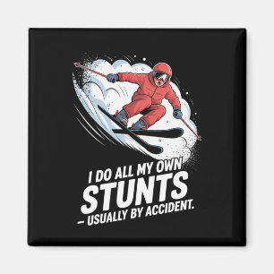 Ich Mache Alle Meine Eigenen Stunts Beim Skifahren Magnet