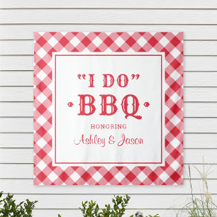 Ich mache BBQ Rot kariert Hochzeitshintergrund Wandteppich