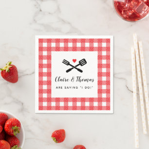 Ich mache BBQ-Rotes-Picknick-Paarnamensschild Serviette