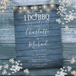 Ich mache BBQ Rustikale Holz-Lichterketten Verlobu Einladung