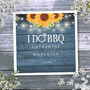 Ich mache BBQ Rustikale Holz Sonnenblumen Verlobun Serviette