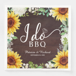 Ich mache BBQ Rustikale Sonnenblumen Verlobungsfei Serviette