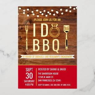 Ich mache BBQ Rustikale Verlobungsfeier Paare Show Folieneinladung