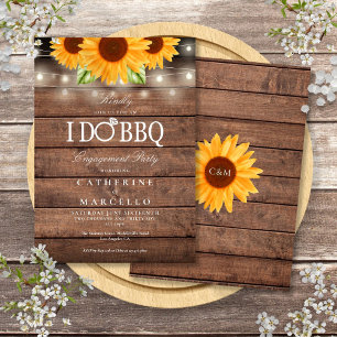 Ich mache BBQ Sonnenblume Rustikale Holz Hochzeit- Einladung