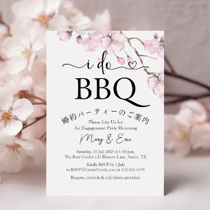 Ich mache BBQ Verlobungsfeier Rosa Blumen Minimal Einladung