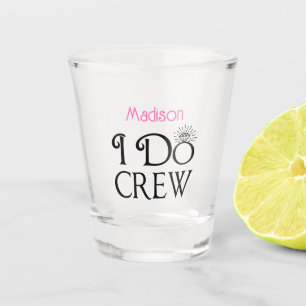 Ich mache Crew Black Pink Monogram Wedding Brautpa Schnapsglas