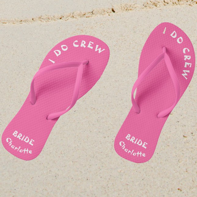 Ich mache Crew Bridge, um Personalisiert rosa zu s Flip Flops (Sand)