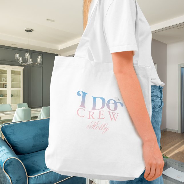 Ich mache Crew Pastel Moderne Schriftart Tote Tasc Tragetasche (I Do Crew tote bag with modern serif font – perfect for bridesmaid proposals or bridal celebrations!)