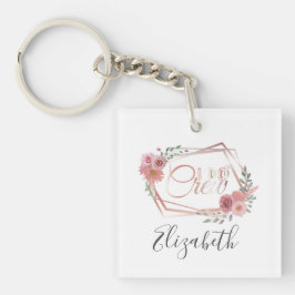 Ich mache Crew Rosa Blütenrot Rosa Blume Grüne Schlüsselanhänger