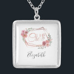 Ich mache Crew Rosa Blütenrot Rosa Blume Grüne Versilberte Kette<br><div class="desc">Personalisieren Sie diese silberne Platte Halskette und machen Sie ein großartiges Geschenk für Ihr Brautparty. Ich mache Crew Sprichwort mit rosa Blume und Rahmen.</div>