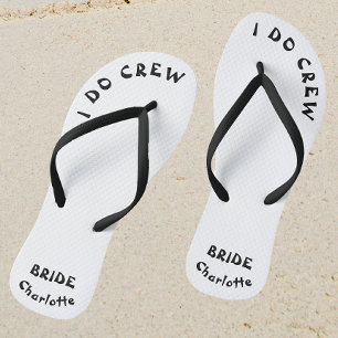 Ich mache Crew Schwarz-Weiß Bachelorette Brauname Flip Flops