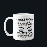 Ich mache die Leute schön, was deine Supermacht is Kaffeetasse<br><div class="desc">Sind Sie Friseur, Friseur oder Friseur? Dann ist dieses lustige Haar-Salon-Zitat perfekt für Sie: Ich mache die Leute schön Was ist deine Supermacht? Das Funny Hair Stylist Zitat I Make People Beautiful, was Ihre Supermacht ist das perfekte Geschenk für Friseur, die in einem Friseur arbeiten mit Scheren & Frills. Ob...</div>