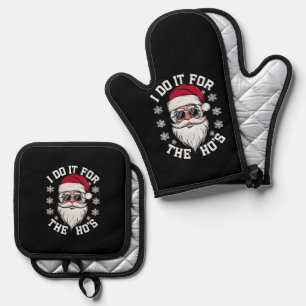 Ich mache es für die Hos lustiger Weihnachtsmann h Ofenhandschuh & Topflappen-Set