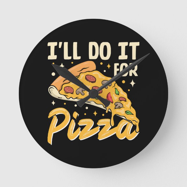 Ich mache es für Pizza Runde Wanduhr (Vorderseite)