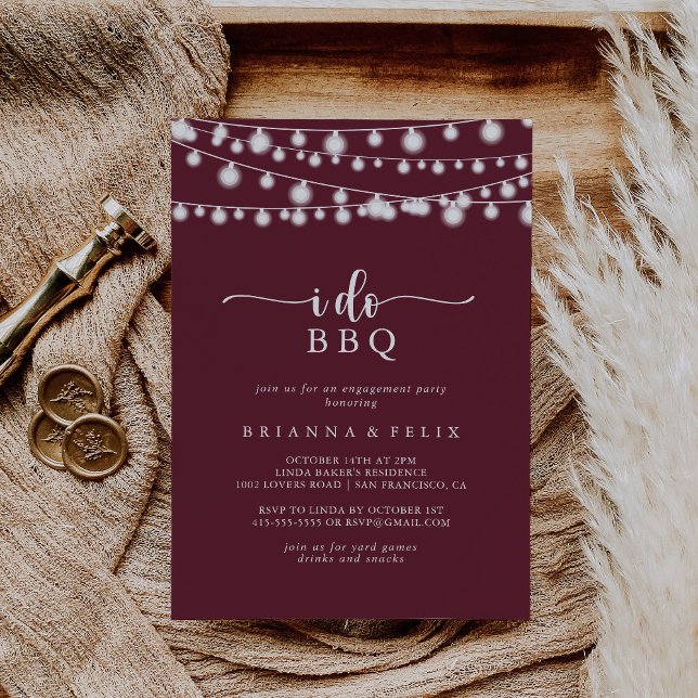 Ich mache GRILLEN Burgundy Lights-Engagement Party Einladung (Von Creator hochgeladen)