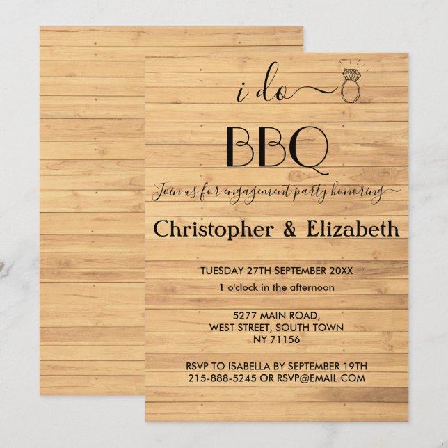 Ich mache GRILLEN Engagement Partei Rustikale Holz Einladung (Vorne/Hinten)