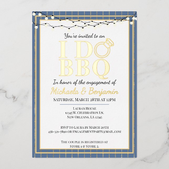 Ich mache GRILLEN Engagement Party Paare Dusche Folieneinladung (Vorderseite)