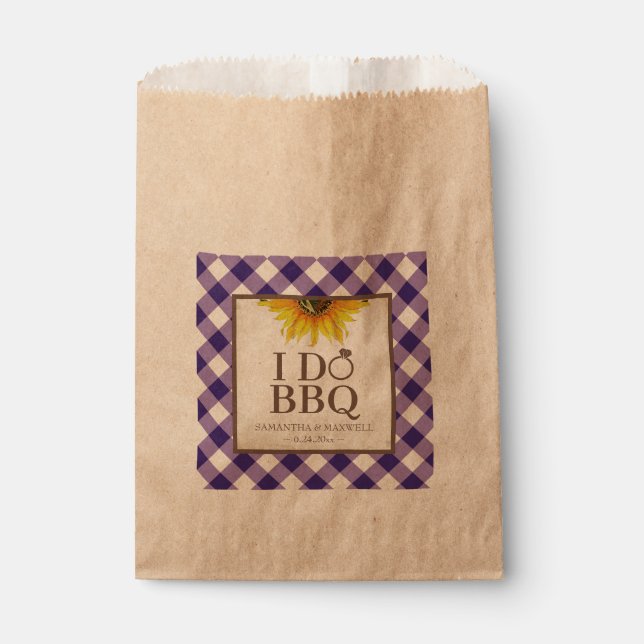Ich mache GRILLEN Lila Gingham und Sonnenblumen Geschenktütchen (Vorderseite)