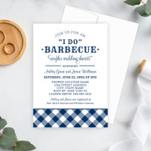 Ich mache GRILLEN Navy Blue Gingham Wedding Couple