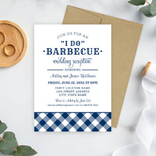 Ich mache GRILLEN Navy Blue Wedding Reception Einladung