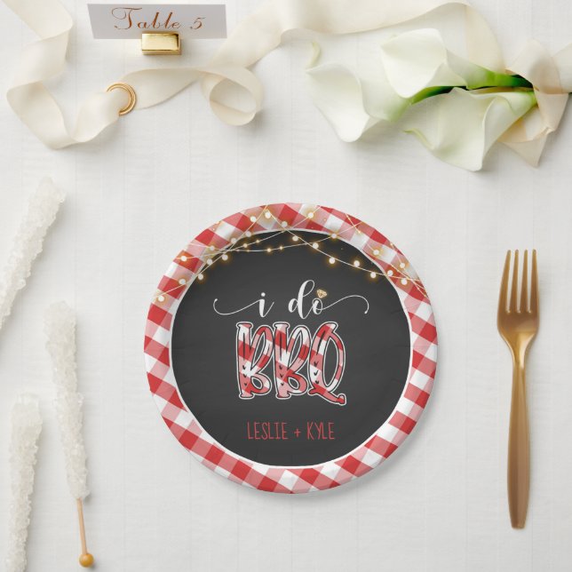 Ich mache GRILLEN Paper Plate - Gingham - Custom Pappteller (Hochzeit)