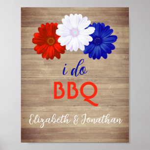 Ich mache GRILLEN Patriotic Floral Poster