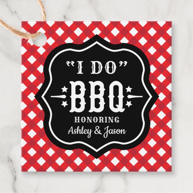 Ich mache GRILLEN Red Gingham Custom Wedding Geschenkanhänger (Vorderseite)