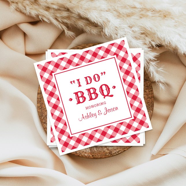 Ich mache GRILLEN Red Gingham Custom Wedding Monog Serviette (Von Creator hochgeladen)