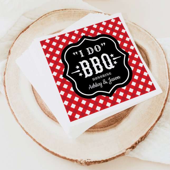 Ich mache GRILLEN Red Gingham Custom Wedding Serviette (Von Creator hochgeladen)