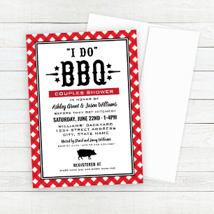 Ich mache GRILLEN Red Gingham Wedding Couples Dusc Einladung