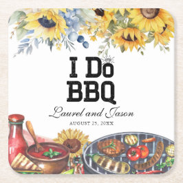 Ich mache GRILLEN Sonnenblume Rustikale Engagement Rechteckiger Pappuntersetzer