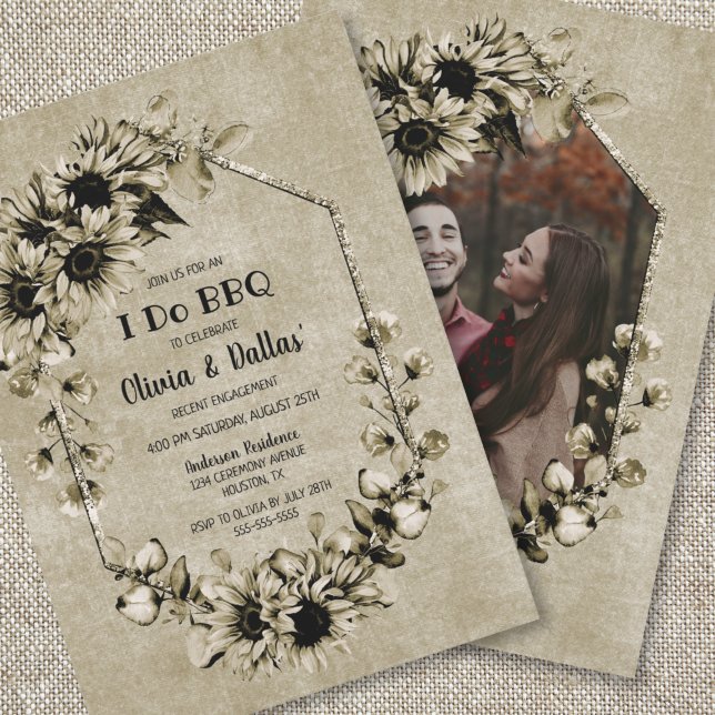 Ich mache GRILLEN Vintage Foto-Engagement-Partei Einladung (Von Creator hochgeladen)