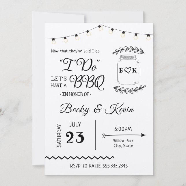 Ich mache GRILLEN Wedding Reception Einladung (Vorderseite)