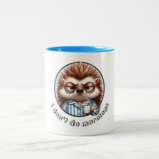 Ich mache keinen Igel am Morgen Zweifarbige Tasse (Mittel)