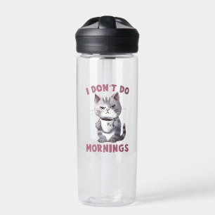 Ich mache keinen Morgen - Graue Katze mit Kaffee Trinkflasche