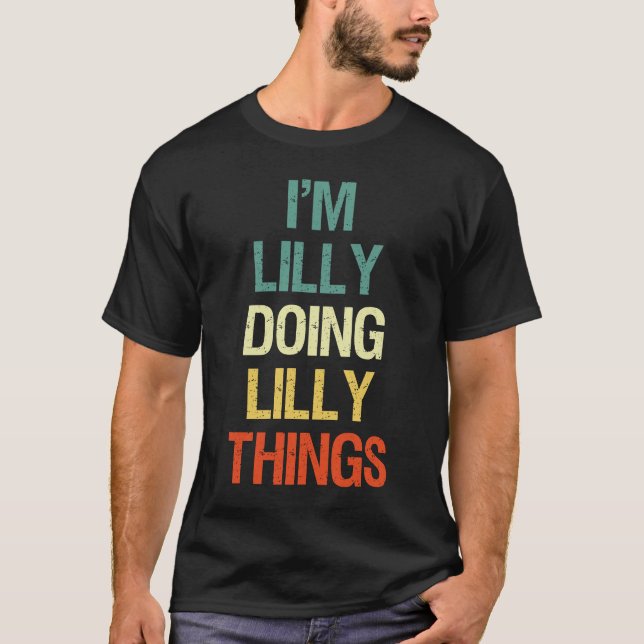 Ich mache Lilly Dinge Personalisiert mit V T-Shirt (Vorderseite)
