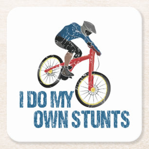 Ich Mache Meine Eigenen Stunts Mountainbiker Vinta Rechteckiger Pappuntersetzer